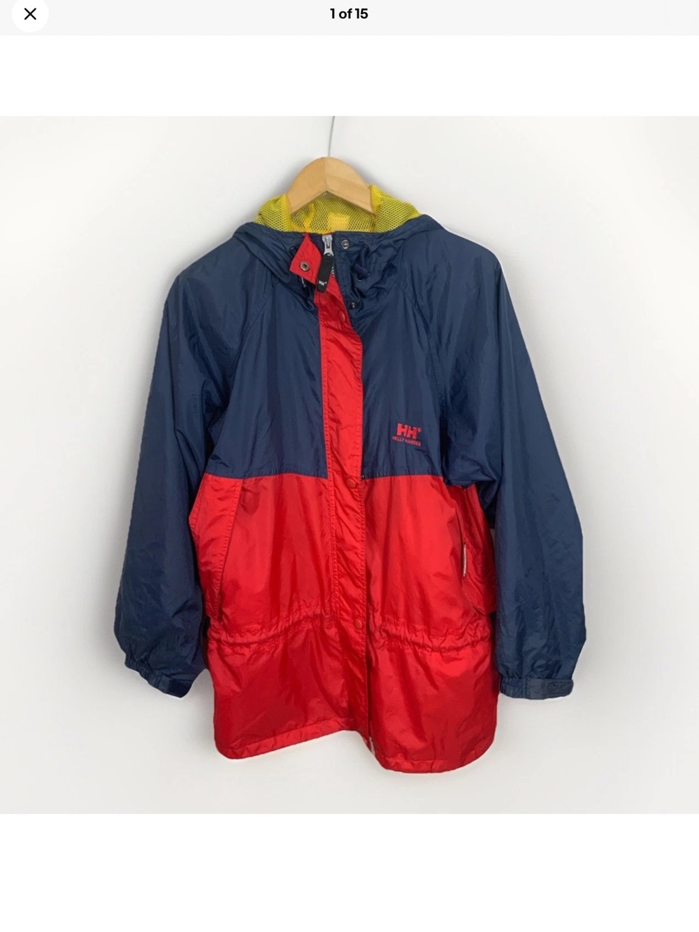 Helly Hansen Vintage Jacket Mens Small S Colorblock Red Blue Yellow Rain